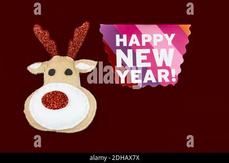 Bonne année avec le cerf de Noël Banque D'Images
