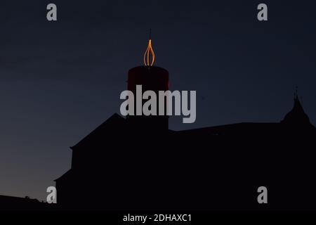 Genovevaburg illuminé pour Noël Banque D'Images