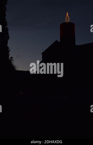 Genovevaburg illuminé pour Noël Banque D'Images