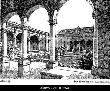 Kunstpalast in Düsseldorf, erbaut für die Industrie- und Gewerbeausstellung Düsseldorf im Jahr 1902, Grundliss Entwurf Albrecht Bender, Fassade Entwurf Eugen Rückgauer, Ehrenhof. Banque D'Images