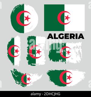 Vecteur texturé Grunge illustration d'un drapeau agitant d'Algérie. Illustration de Vecteur