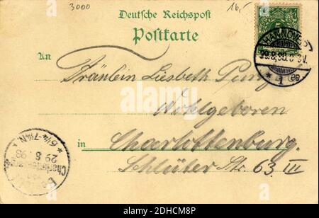 Kunst Anstalt Rosenblatt Francfort-sur-le-main Ansichtskarte 2097 Gruss aus Hannover Herrnhäuser Allee Adresseite an Fräulein Liesbeth Purtz, Wohlgeboren, Charlottenburg, Schlüterstr. 63 III Banque D'Images