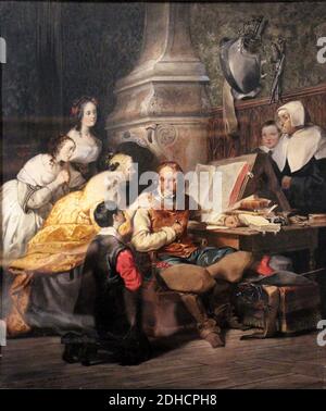 La famille de Cromwell le supplante de ne pas signer la condamnation de Charles Ier - Alfred Johann - Banque D'Images