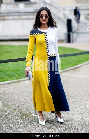 Street style, Nausheen Shah arrivant au spectacle sacai Printemps-été 2018 qui s'est tenu au Grand Palais, Paris, France, le 2 octobre 2017. Photo de Marie-Paola Bertrand-Hillion/ABACAPRESS.COM Banque D'Images