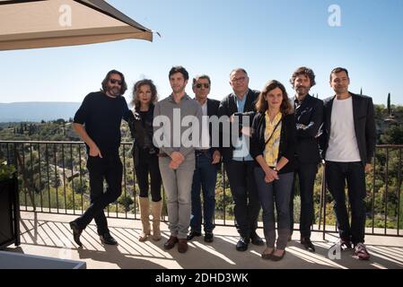 Frédéric Beigbeder, Eva Ionesco, Guillaume Poix, Regis Jauffret, Patrick Besson, Ariane Monnier, Christophe Ono dit Bio et Jean-Baptiste Andrea lors du Prix de la Bastide de Gordes, Gordes, France le 7 octobre 2017. EVA Ionesco a remporte la seconde édition du Prix pour son livre ‘innocence’ aux Editions Grasset. Photo par Eliot Blondt/ABACAPRESS.COM Banque D'Images