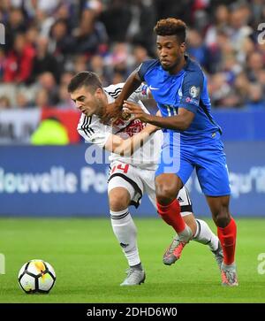 Kingsley Coman en France pendant la coupe du monde un match de football de qualification entre la France et la Biélorussie au stade de France à Saint-Denis, à l'extérieur de Paris, le mardi 10 octobre 2017. Photo de Christian Liewig/ABACAPRESS.COM Banque D'Images