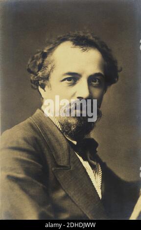 Le célèbre peintre italien TRANQUILLO CREMONA ( 1837 - 1878 ) - SCAPIGLIATURA LOMBARDA - ROMANTICISMO - ROMANTISME - pittore - ritratto - portrait - ARTE - ART - pittura - barba - cravatta - cravate - collier - colletto - stempiato uomo - stempiatura - timming au temple - -- Archivio GBB Banque D'Images