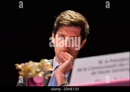 Julien Denormandie, ministre adjoint de la cohésion territoriale lors de sa visite à la Rochelle, Charente-Maritime, France, le 31 octobre 2017. Photo par Arnault Serriere/ABACAPRESS.COM Banque D'Images