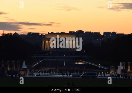 Lincoln Memorial à Washington DC dans la soirée au crépuscule. Banque D'Images