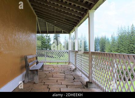 Norfolk Island, territoire externe de l'Australie, Colonial-Georgian House Museum (Side Verandah), rangée de la qualité numéro 10, zone du patrimoine mondial. Banque D'Images