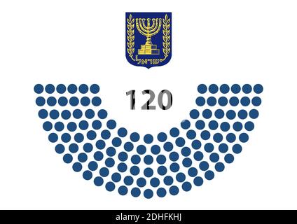 Illustration de 120 sièges au Parlement de la Knesset, la législature nationale monocamérale d'Israël Banque D'Images