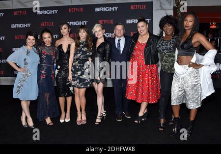 Rebekka Johnson, Kia Stevens, Brit Baron, Jackie Tohn, Kimmy Gatewood et Britney Young assistent à la première de Netflix's 'Bright' au Regency Village Theatre le 13 décembre 2017 à Los Angeles, Californie, États-Unis. Photo de Lionel Hahn/ABACAPRESS.COM Banque D'Images