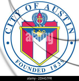 3D Seal d'Austin (Texas), États-Unis. Illustration 3D. Banque D'Images