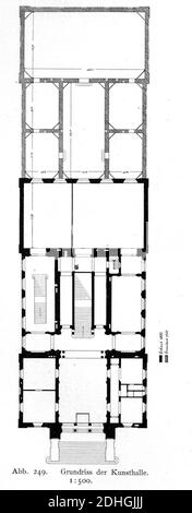 Kunsthalle in Düsseldorf, erbaut 1878 bis 1881 von Ernst Giese und Paul Weidner, Grundriss Erdgeschoss. Banque D'Images