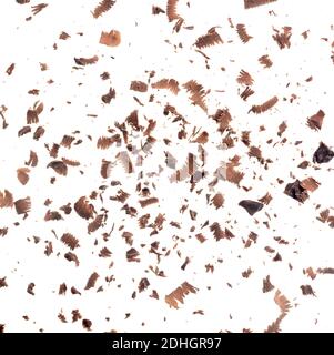 De chocolat râpé isolé sur fond blanc Banque D'Images