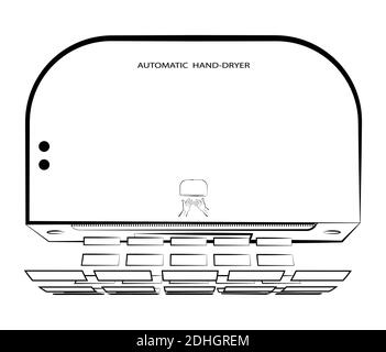 Icône, sèche-mains automatique. Procédures d'hygiène dans les lieux publics. Prévention des maladies vecteur isolé sur fond blanc Illustration de Vecteur