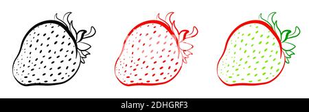 Icône de fraise mûre juteuse sur fond vierge. Fruits et baies d'été. Végétarisme, vitamines, un mode de vie sain. Vecteur isolé sur ba blanc Illustration de Vecteur