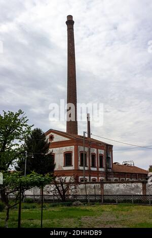 Cheminée, Crespi d'Adda, UNESCO, Lombardie, Italie Banque D'Images