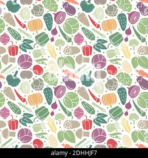 Variété de légumes sains fond d'écran vectoriel sans couture. Fond de nourriture fraîche. Illustration de Vecteur