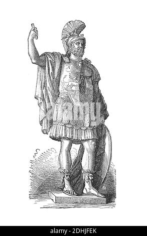 Illustrations originales de Pyrrhus, Roi d'Épire, l'kingsman d'Alexandre le Grand dans l'histoire grecque. Publié dans histoire illustrée de la g Banque D'Images