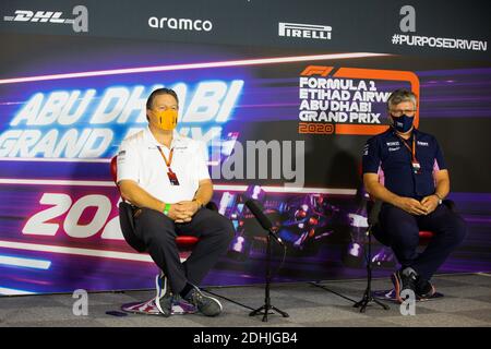 Abu Dhabi, Émirats arabes Unis. 11 décembre 2020. BROWN Zak (usa), Directeur général de McLaren Racing, SZAFNAUER Otmar (rom), Directeur général de l'équipe Racing point F1, portrait, conférence de presse pendant le Grand Prix 2020 d'Etihad Airways Abu Dhabi de Formule 1, du 11 au 13 décembre 2020 sur le circuit Yas Marina, À Abu Dhabi - photo Antonin Vincent/DPPI/LM crédit: Gruppo Editoriale LiveMedia/Alay Live News Banque D'Images