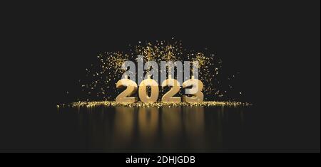 2023 titre célébration fond sombre - rendu 3d Banque D'Images