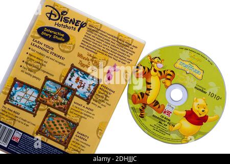 Hotshots Disney Winnie l'ourson et le tigre de Disney trop PC CD interactive Story studio sur fond blanc - arrière du cas Banque D'Images