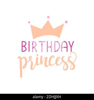 Princesse Party mariée douche Hen anniversaire fille lettrage signe citation typographie. Motif calligraphie pour les affiches de carte postale. Formes vectorielles simples Illustration de Vecteur