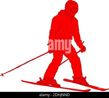 Croquis silhouettes snowboarders sur fond blanc illustration. Illustration de Vecteur