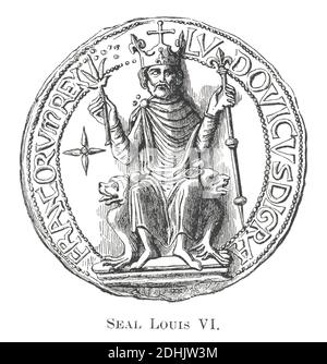 Illustration du phoque de Louis VI (1er décembre 1081 – 1er août 1137), appelé le Fat (le gros), du XIXe siècle, fut roi des Francs de 110 Banque D'Images