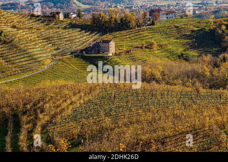 Italie Veneto - vue sur les collines de San Pietro di Barbozza De Prosecco Banque D'Images