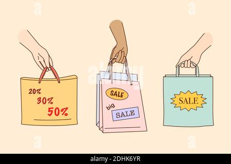 Vente importante, shopping, réduction dans les magasins concept Illustration de Vecteur