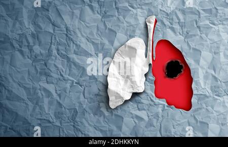 Diagnostic du cancer du poumon et symptômes de la maladie des poumons humains concept comme une diminution de la fonction respiratoire causée par une tumeur dans un style d'illustration 3D. Banque D'Images