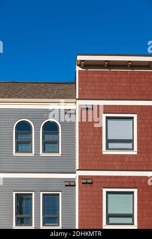 Façade abstraite d'un nouveau bâtiment mais conçue dans un Style plus ancien à Steveston Colombie-Britannique Canada Banque D'Images