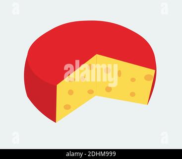 Roue de fromage rouge isolée sur fond blanc. Illustration de Vecteur