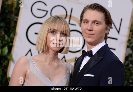L'actrice Zoe Kazan (L) et l'acteur Paul Dano assistent à la 73e édition du Golden Globe Awards qui s'est tenue à l'hôtel Beverly Hilton de Los Angeles, CA, USA, le 10 janvier 2016. Photo de Lionel Hahn/ABACAPRESS.COM Banque D'Images