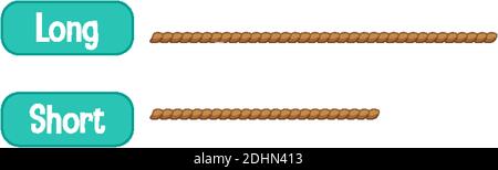 Adjectifs opposés avec une illustration longue et courte Illustration de Vecteur