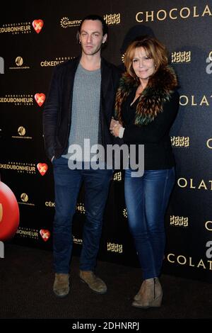 Clementine Celarie et son compagnon assistent à l'avant-première du film 'chocolat' avec l'association Cekedubonheur au Gaumont Marignan a Paris, France, le 01 Fevrier 2016. Photo d'Aurore Marechal/ABACAPRESS.COM Banque D'Images