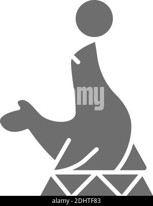 Phoque à fourrure, animal de cirque, icône grise. Illustration de Vecteur