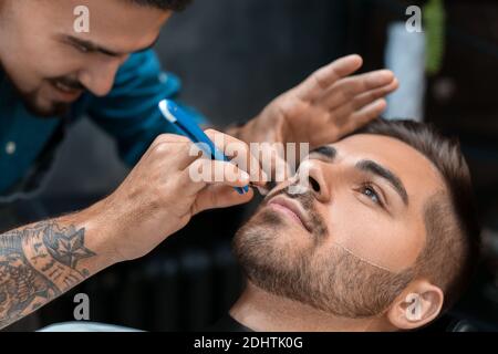 Dans ce type de client de rasage coiffure Banque D'Images