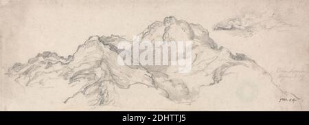 Ben Lomond, 17 août, James Ward, 1769–1859, British, ca. 1805, Graphite et lavage gris sur papier vélin moyen, lisse, crème, feuille: 4 x 11 1/8 pouces (10.2 x 28.3 cm), genre sujet, montagnes, Lomond, Ben, Écosse, Stirling, Royaume-Uni Banque D'Images