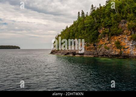 Flower Pot Island Parc national de Fathon Five Tobermory Ontario Canada en automne Banque D'Images