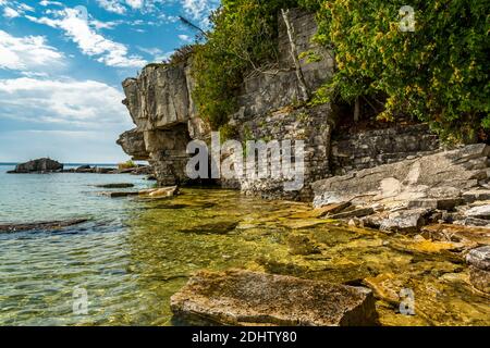 Flower Pot Island Parc national de Fathon Five Tobermory Ontario Canada en automne Banque D'Images