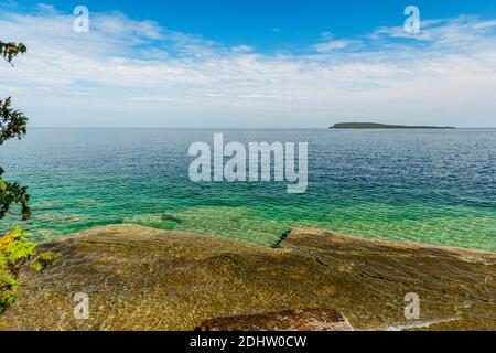 Flower Pot Island Parc national de Fathon Five Tobermory Ontario Canada en automne Banque D'Images