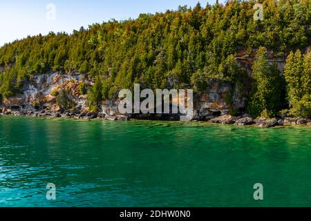 Flower Pot Island Parc national de Fathon Five Tobermory Ontario Canada en automne Banque D'Images