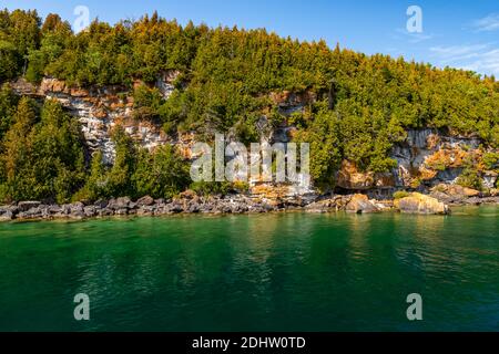 Flower Pot Island Parc national de Fathon Five Tobermory Ontario Canada en automne Banque D'Images