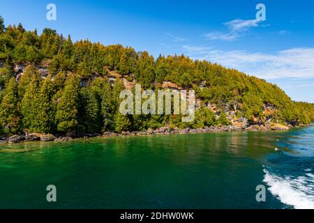 Flower Pot Island Parc national de Fathon Five Tobermory Ontario Canada en automne Banque D'Images