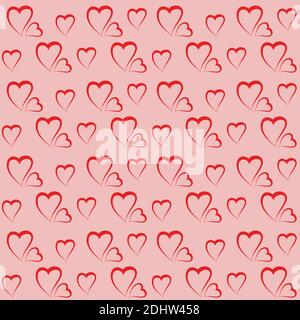 Coeurs rouges sur fond rose. Motif sans couture. Illustration vectorielle. Illustration de Vecteur