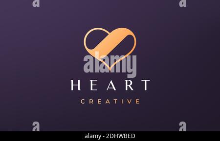 Concept de logo d'amour féminin avec luxe et style moderne Illustration de Vecteur