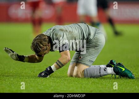 UTRECHT, PAYS-BAS - DÉCEMBRE 11: Gardien de but Alessandro Damen d'Excelsior avant le match néerlandais de Keukenkampiodivision entre Utrecht U23 et Exc Banque D'Images